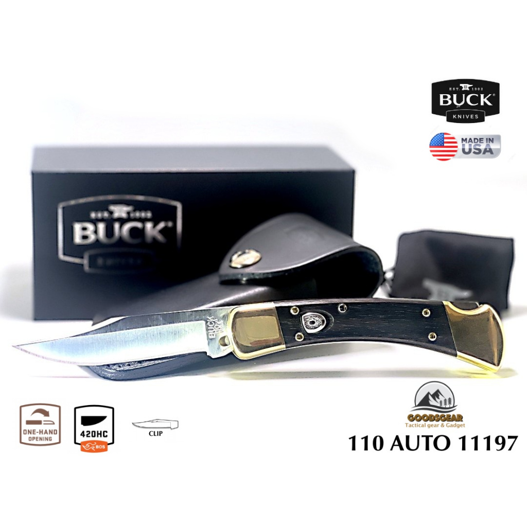 มีดพับ Buck 110 Auto , Ebony Wood Handles 0110BRSA-B