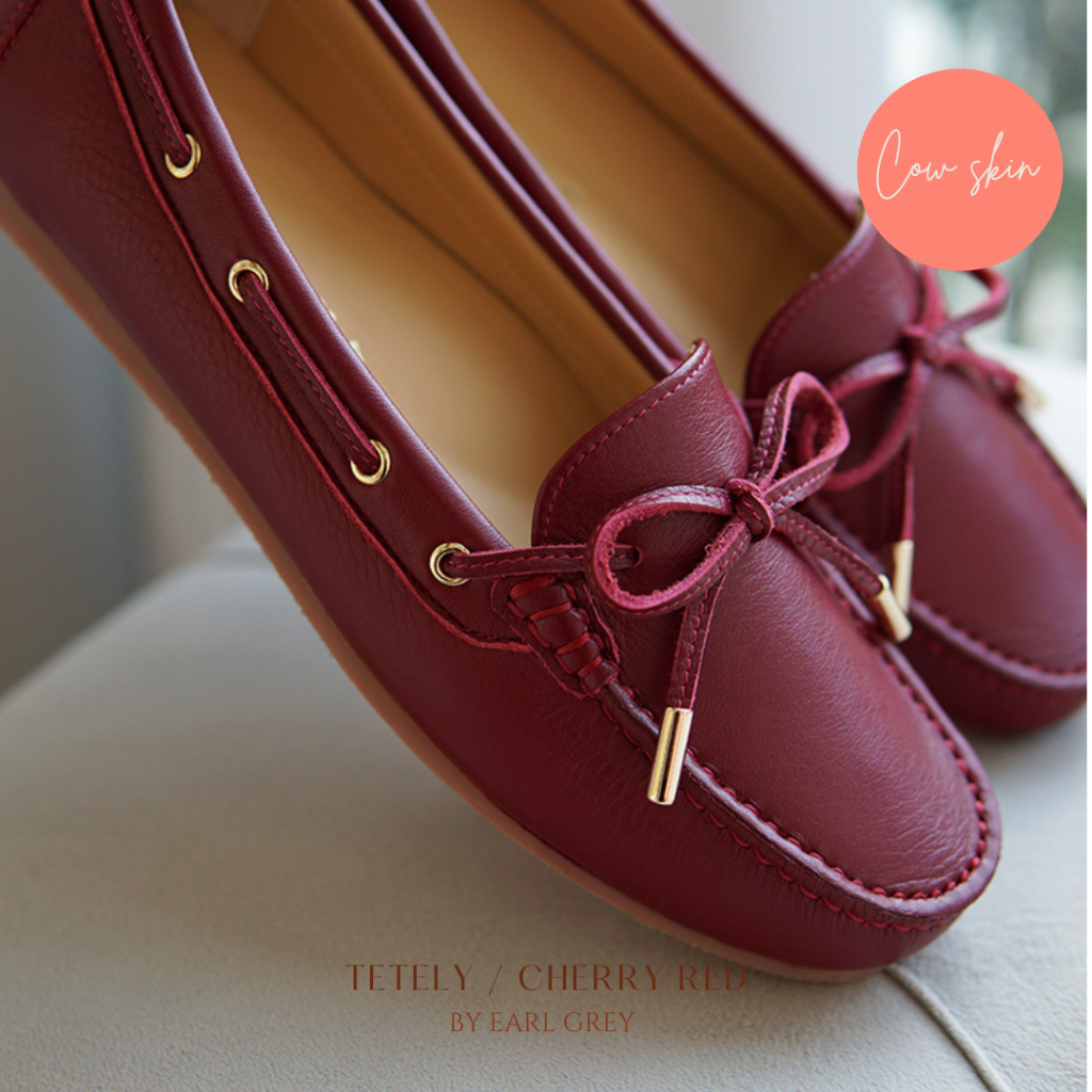 EARL GREY รองเท้าหนังแท้ Tetley series in Cherry red