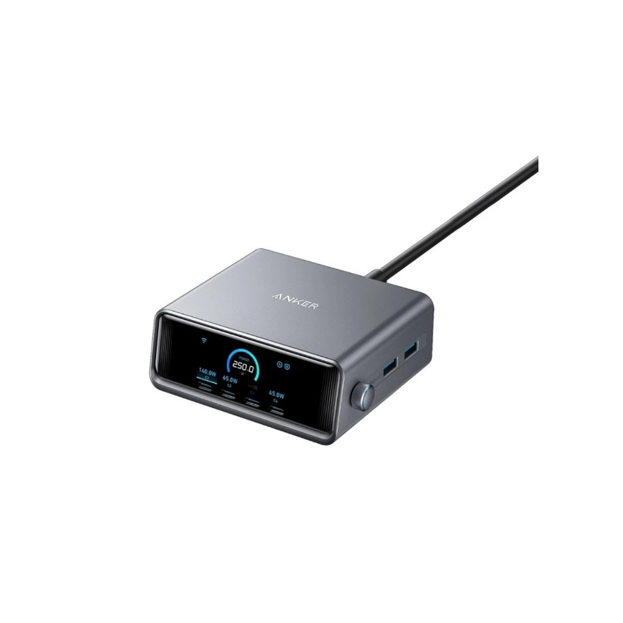 Anker Prime Charger 250W 6-Ports GaN Prime USB-C Charging Station ใช้งานได้กับ MacBook Pro/Air, iPho