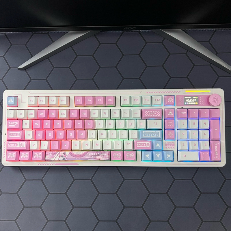 Lingbao K98PRO จอLCD คีย์บอร์ดลายอนิเมะ 3 โหมด USB/2.4G/Bluetooth แบต10000mAh RGB 14โหมดประกัน 1ปี ส่งฟรี