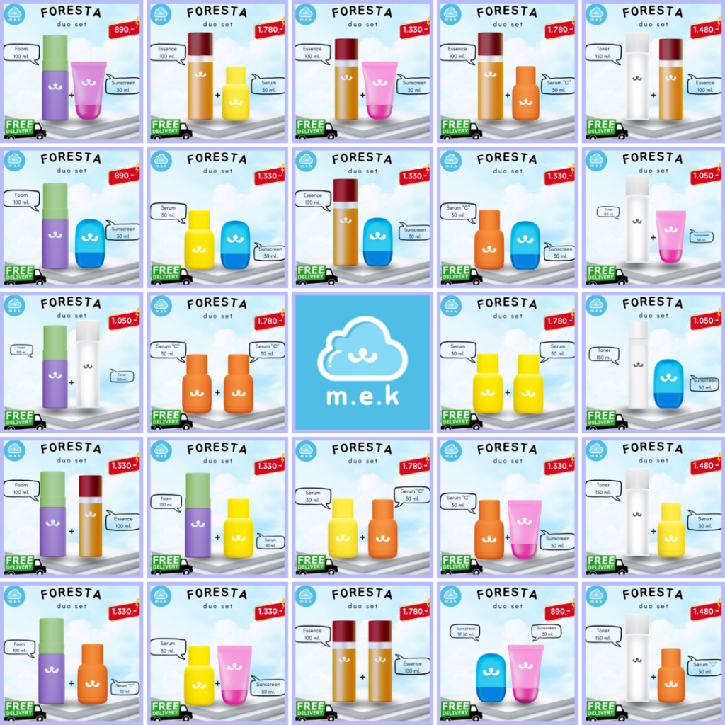 (ตัวแทน) ☁️ Foresta ฟอเรสต้า Duo Set 2 ขวด – กันแดด โฟม โทนเนอร์ น้ำตบ เซรั่ม (ส่งฟรี ปณ.EMS)