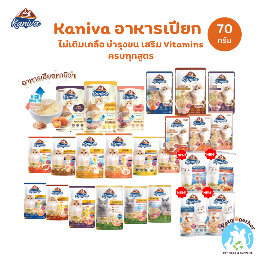 Kaniva คานิว่า อาหารเปียก เนื้อทูน่า สูตรบำรุงสุขภาพมี Vitamins Ball 70g.