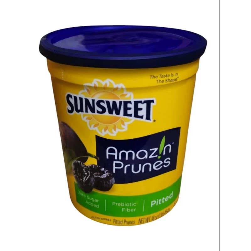 Sunsweet ลูกพรุน ตราซันสวีท ลูกพรุนไม่มีเมล็ด คัดเกรด หวานน้อย พรุน กระปุกเหลือง 454 กรัม เจทานได้