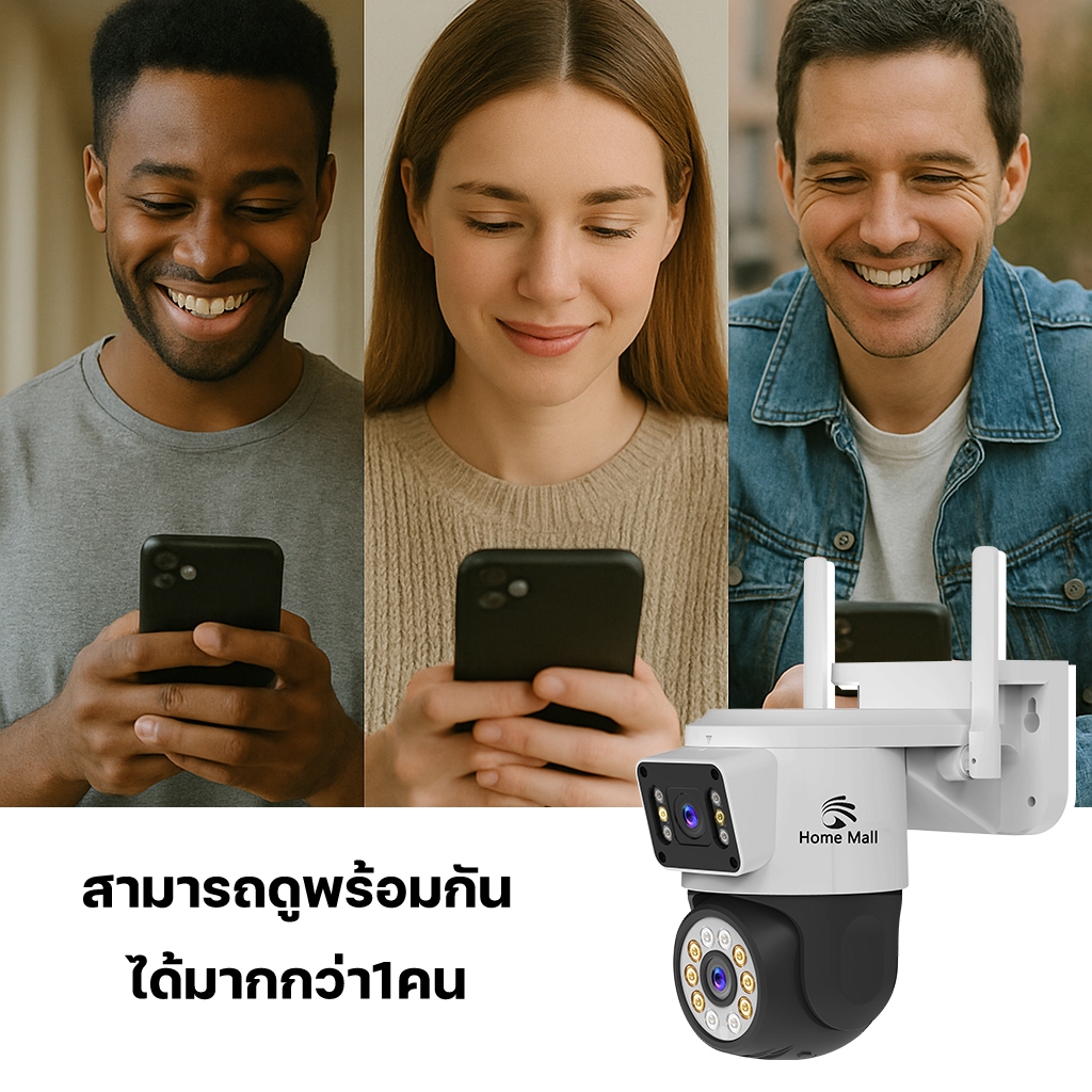 HOME-MALL กล้องวงจรปิดไร้สายชัด5MP กันน้ำ หมุนได้355 ขึ้นลง90องศา มีอินฟาเรด เห็นตอนกลางคืนAPPYOOSEE