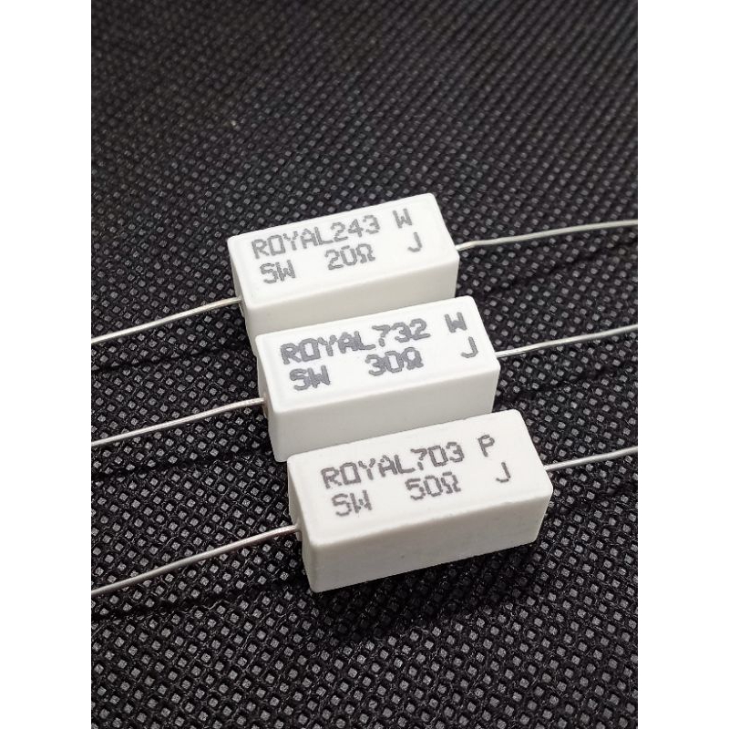 (แพ็ค2ตัว) Rกระเบื้อง 20โอห์ม/30โอห์ม/50โอห์ม 5% 5W Rตัวต้านทาน, Resistor Ceramic 20-ohm/ 30-ohm/ 50