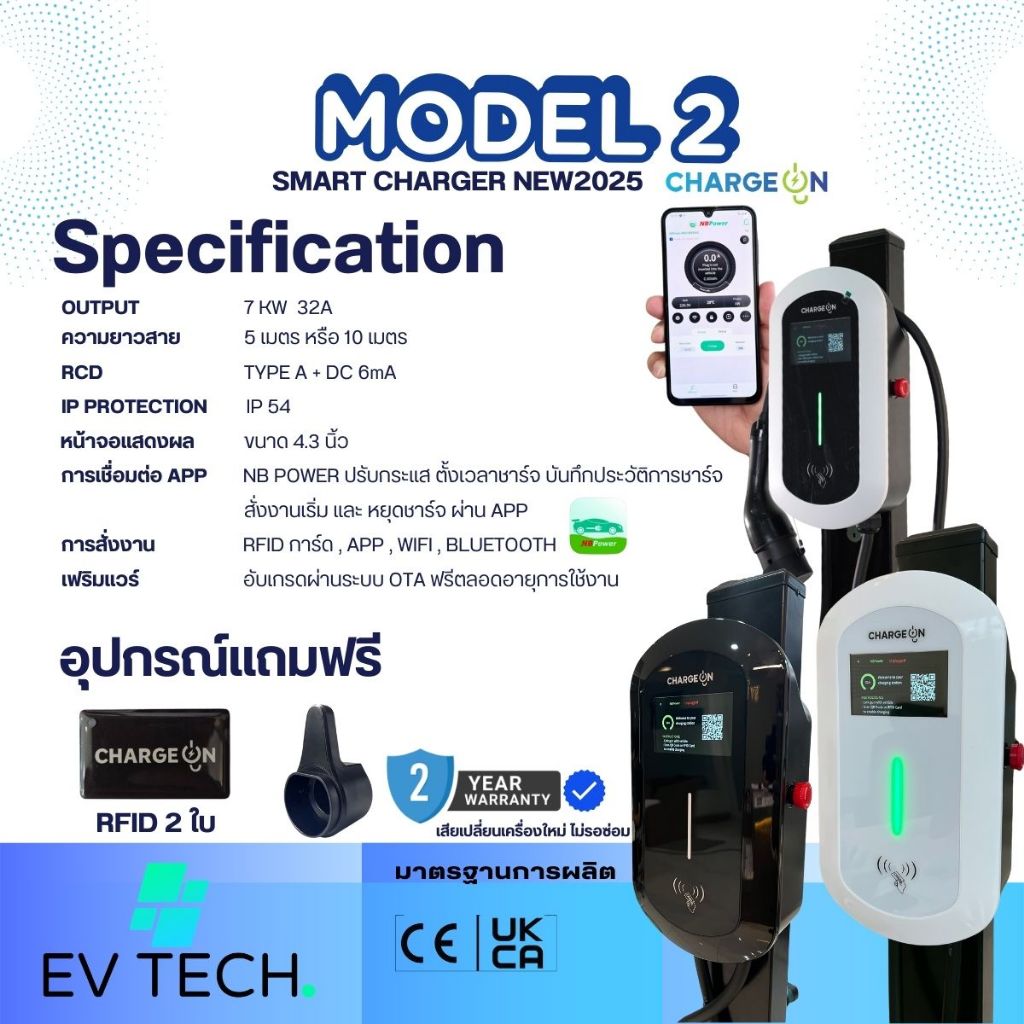 CHARGE ON Wall Charger เชื่อมต่อAPP TUYA Smart Life เครื่องชาร์จรถยนต์EV-PHEV