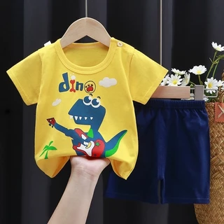 เสื้อแขนสั้น+กางเกงขาสั้น ชุดเด็ก เสื้อผ้าเด็กชายหญิง เสื้อกล้ามเด็ก ลายการ์ตูนน่ารัก ใส่สบาย
