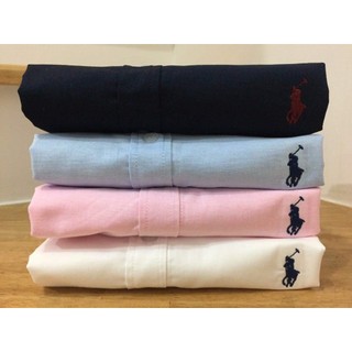 ✅แจ้งน้ำหนักส่วนสูงก่อนสั่งเสื้อเชิ้ตแขนยาวสีขาวปักม้าเล็กทึบกรมแขนยาวผ้าOxford