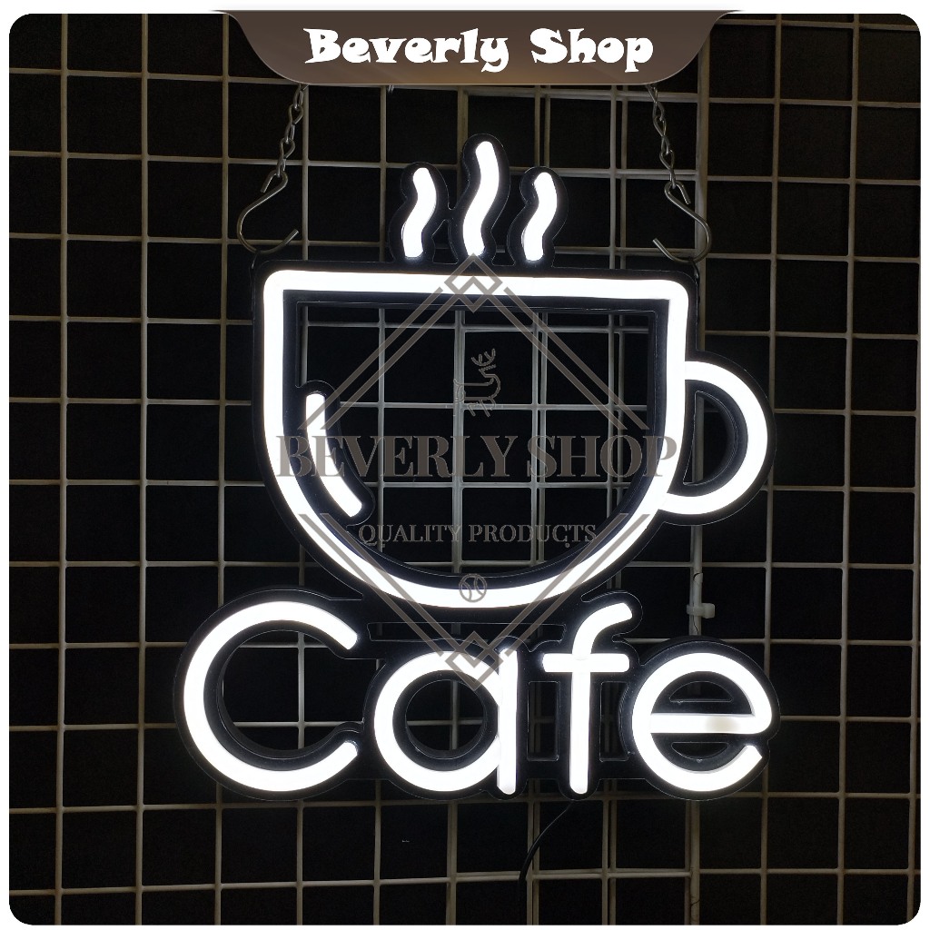 Cafe ขนาด 35 x 33 cm ป้ายไฟนีออน ป้ายไฟแต่ง ร้าน ไฟตัวอักษร ตกแต่งหน้าร้าน สร้างความโดดเด่นให้ร้านคุ
