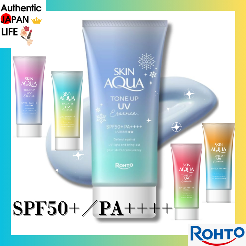 [ ROHTO ] SKIN AQUA TONE UP UV Essence SPF50+／PA++++ Blue 80g [ Direct from Japan ] Sunscreen for fa