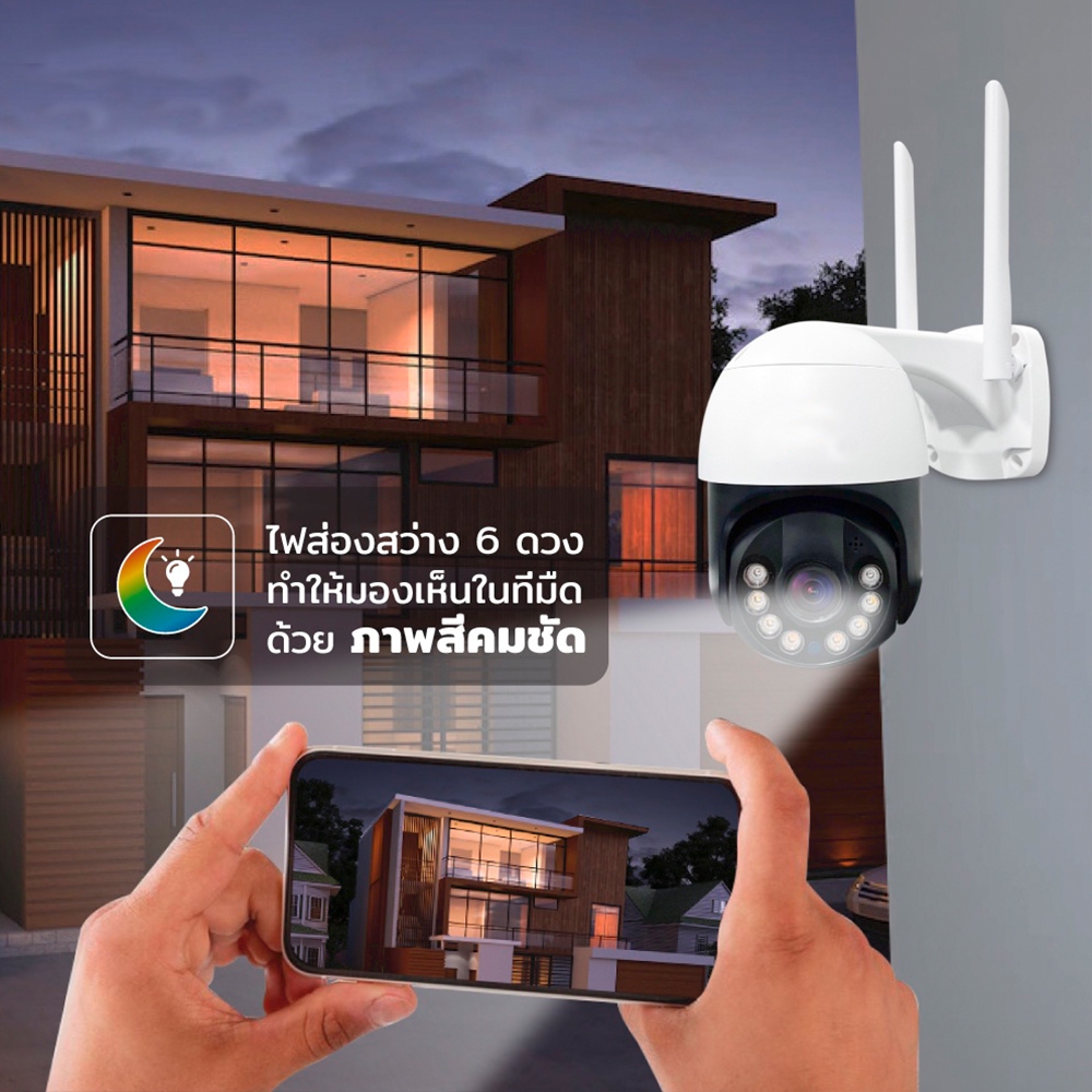 Hivison 4K กล้องวงจรปิดกันน้ำเชื่อม wifi 2.4G ภาพคมชัด พูดตอบโต้ได้ กล้องหมุนได้355องศา