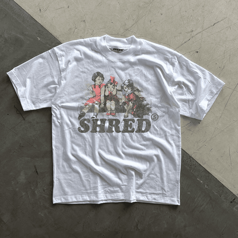 SHRED® – Child -BLACK & WHITE TEE – COTTON100% – เสื้อยืดทรงโอเวอร์ไซส์ลายวินเทจ – โปรปัง