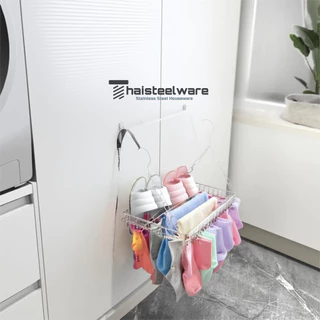 THAISTEELWARE ราวหนีบผ้า ราวตากผ้า ที่ตากผ้า แบบสแตนเลสแท้ ไม่ขึ้นสนิม พร้อมตัวหนีบ