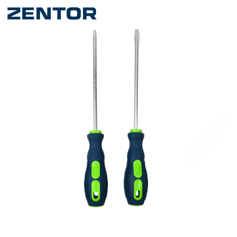 Zentor ไขควง ไขควงหัวแฉก ไขควงสลับ 1-6mm หัวแบน ปากแบน ปลายแม่เหล็ก เหล็กCRV เซ็ท 2 ชิ้น Screwdriver
