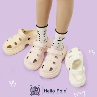 Hello Polo รองเท้าหัวโตแฟชั่น รองเท้าผู้หญิง กันลื่นและทนทาน ดีไซน์เรียบง่าย วัสดุ EVA ส้นหนา 5 ซม เพิ่มความสูง HP8054