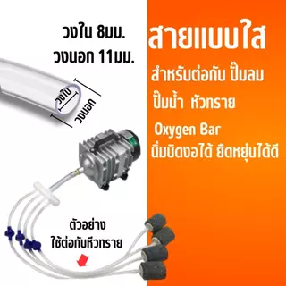สายยางตู้ปลา แบ่งขาย 1เมตร 8/11 มม. แบบถัก แบบใส่ ต่อกับปั้มลม ปั้มน้ำ หัวทราย