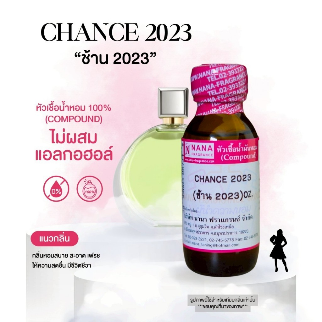 หัวเชื้อน้ำหอม 100% กลิ่นช้าน 2023(CHANCE 2023)