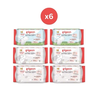 (สินค้าขายดี) Pigeon พีเจ้น baby wipes ทิชชู่เปียกพีเจ้น เบบี้ไวฟ์ ผ้าเปียกเด็ก 6 ห่อ
