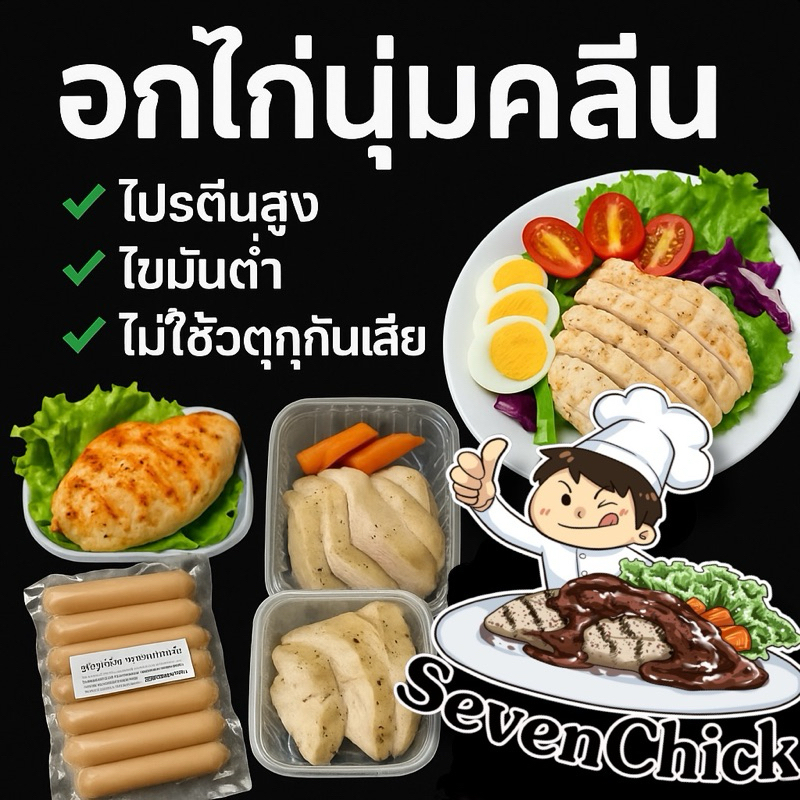 อกไก่ อกไก่นุ่ม อกไก่คลีน ปรุงสำเร็จพรัอมทาน [แพ็คฟรีกล่องโฟม]
