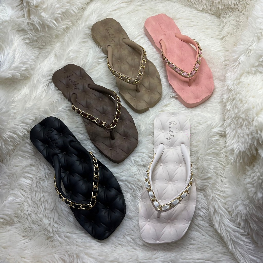 รองเท้าแตะหัวตัดร้อยโซ่พื้นโซฟาGooddyงานแฟชั่นหรูหราพื้นยางทนมาก(WR49)🔥🔥