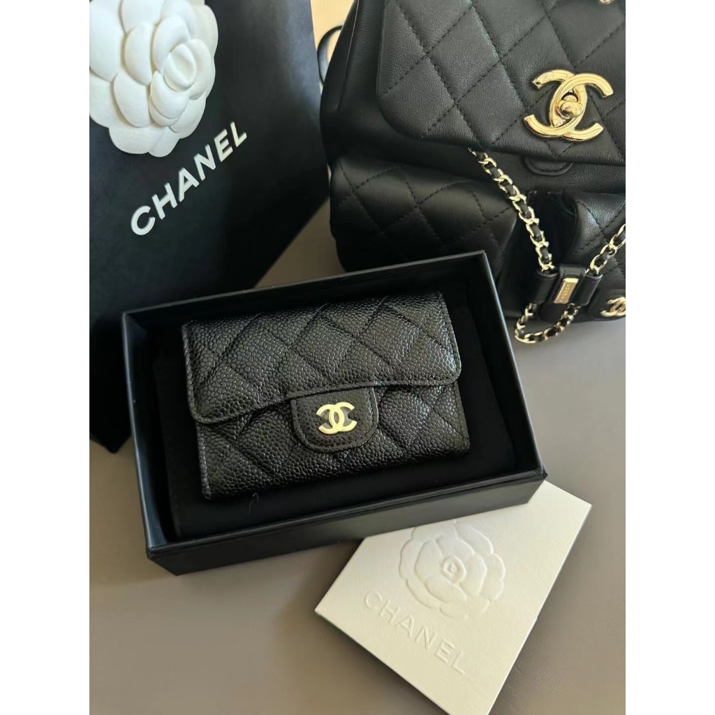 👜ชาแนล CHANEL cf Wallets Caviar/ Sheepskin กระเป๋าสตางค์สุภาพสตรี AP0231