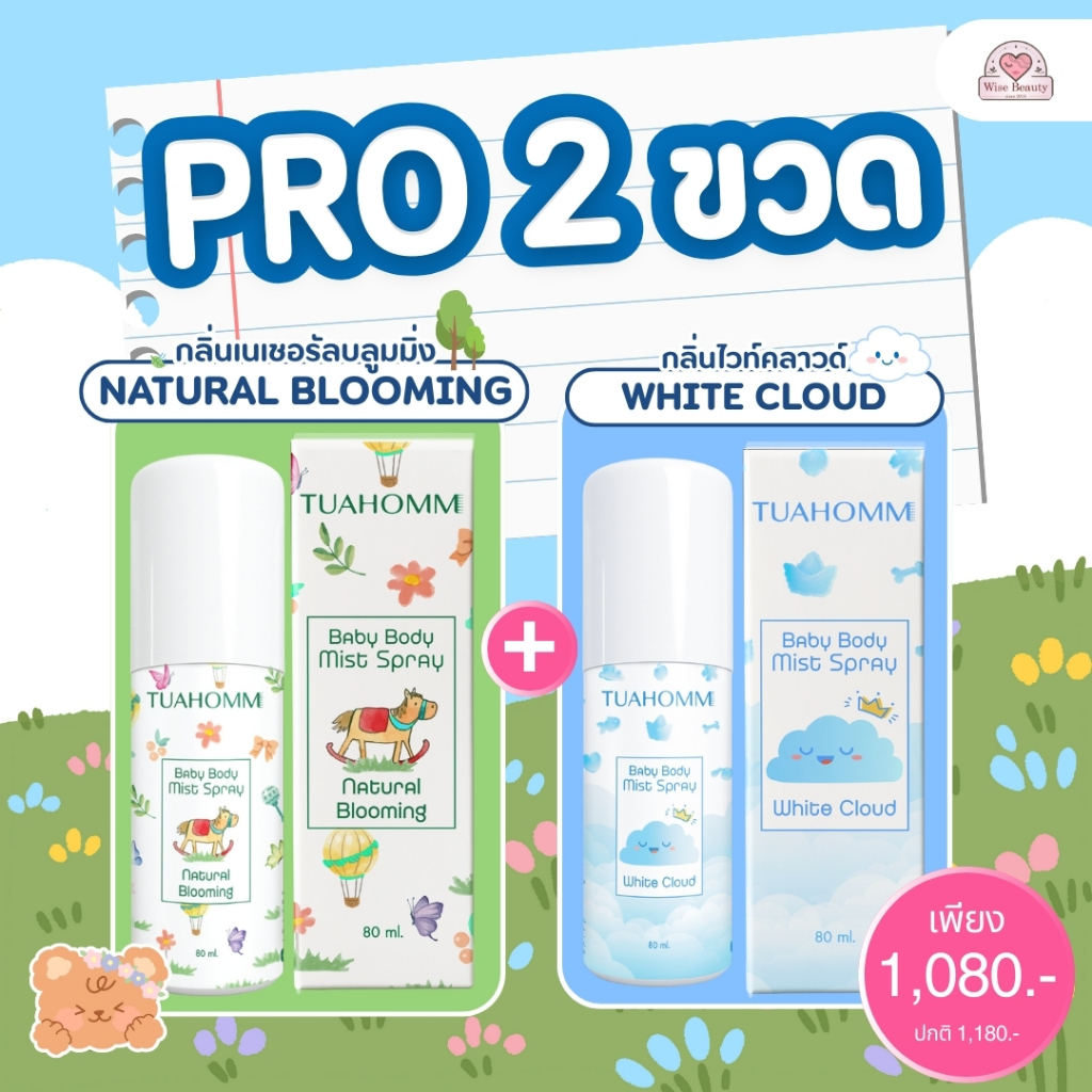 ✨โปร 2 ขวด✨Tuahomm สเปรย์ระงับกลิ่นคาวเหงื่อเด็ก Baby Body Mist Spray หอมสะอาด ดับกลิ่นคาวเหงื่อไม่มีแอลกอฮอล์ 80ml