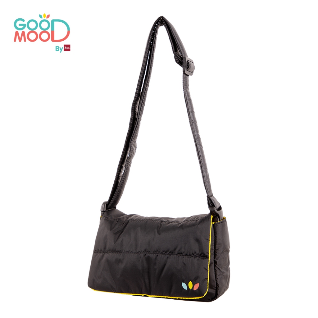Good Mood by bsc กระเป๋า 2in1 สะพายข้าง+คาดอก สกรีน โลโก้ GOOD MOOD สีดำ สำหรับเด็กอายุ 3-8 ปี ผ้า P