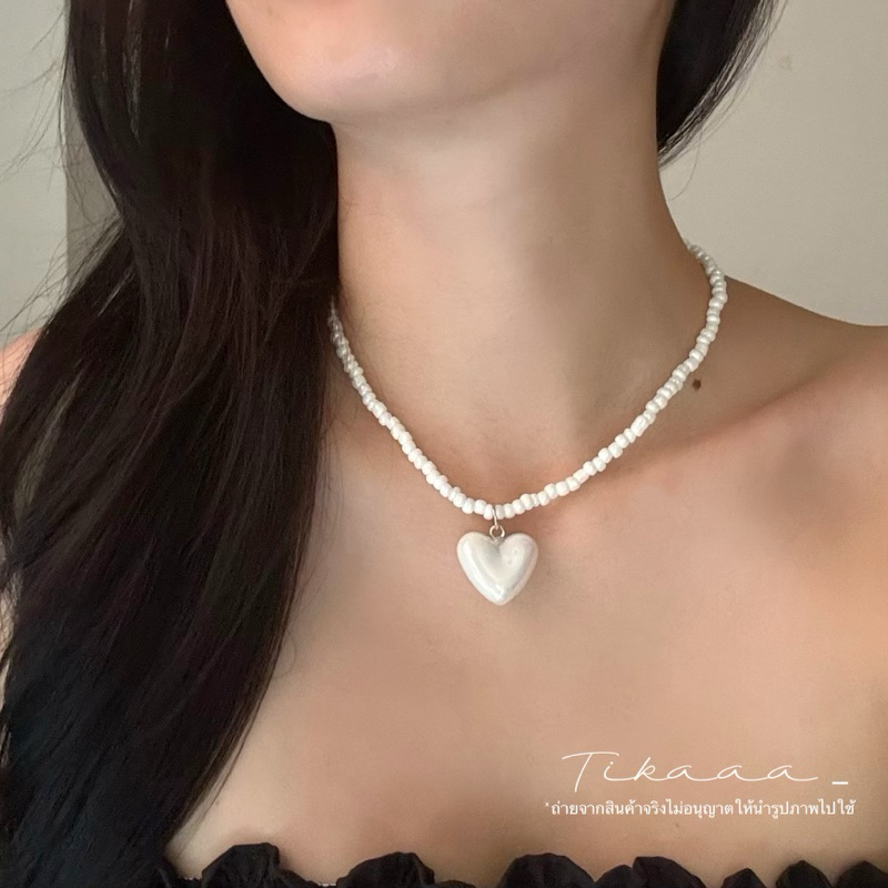 (Ready to Ship 🇹🇭)✨Cute White Beaded Necklace with Heart, Star & Butterfly Charm-สร้อยคอลูกปัดขาวจี้หัวใจ ดาว ผีเสื้อ🤍🦋✨