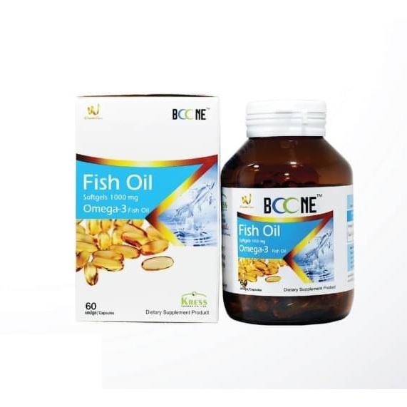 BOONE Fish Oil 1000 mg 60 เม็ด ผลิตภัณฑ์เสริมอาหาร น้ำมันปลา 1000 มก มีโอเมก้า 3 EPA และ DHA