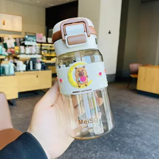 AD159_shop กระติกน้ำ เด็ก ขนาดพกพาไปโรงเรียน เปิด-ปิดง่ายพร้อมที่ล็อคฝา ลายการ์ตูน น่ารักทรงกลม A376