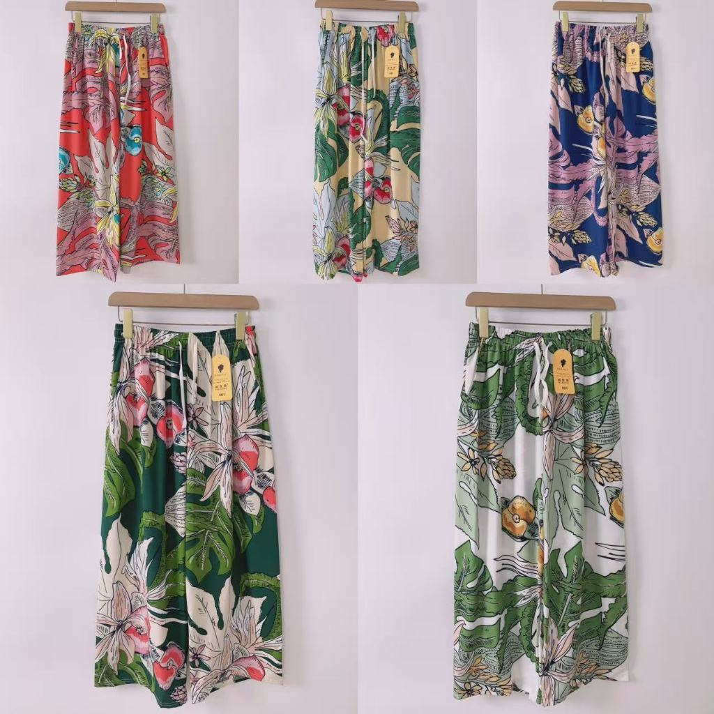 พร้อมส่ง  กางเกงขายาวผ้าไหมอิตาลี มีกระเป๋า สะโพก 48“ผ้านุ่มลื่น สวมใส่สบาย