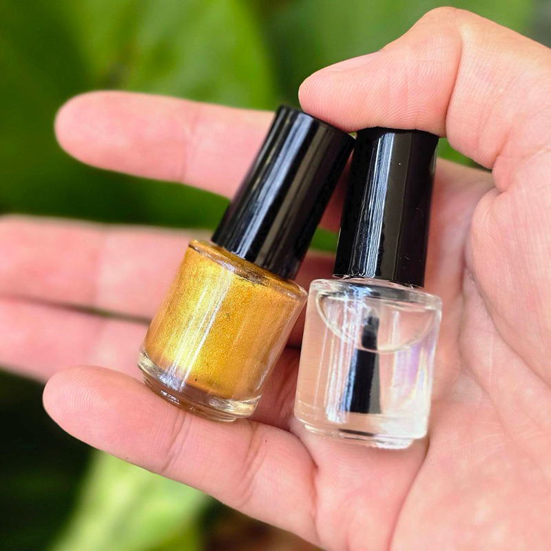 เซต 2in1 สีแต้มทอง+น้ำยาเคลือบ ใช้คู่กัน มีพู่กันในตัว แห้งไว้ ไร้กลิ่น