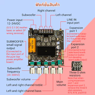 Wuzhi แอมป์จิ๋ว ZK-TB21F แท้ บลูทู ธ 5.0 ซับวูฟเฟอร์เครื่องขยายเสียง กำลังขับ 2*50W + ซัพ100W แอมป์จิ๋วแรงๆ tb21f