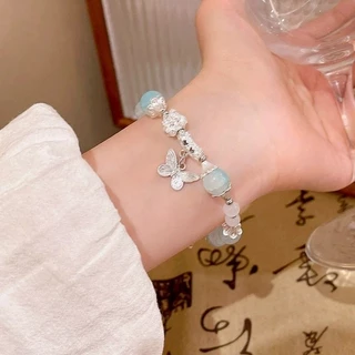 Vogue🌟พร้อมส่ง🌟 กำไรข้อมือลูกปัดลายมัดย้อม สีพาสเทล ยางยืด (BRL-6)
