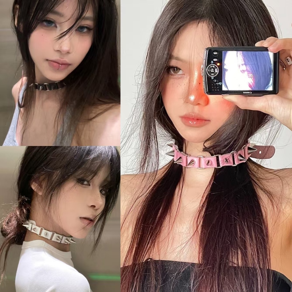 สร้อยคอ choker หมุดย้ำ🖤 สไตล์เกาหลี วินเทจ gothic hip hop พร้อมส่งจากไทย🚚