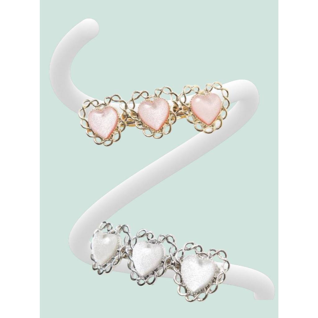 กิ๊บติดผมหัวใจวินเทจสามดวง  แบรนด์: BUBBLES