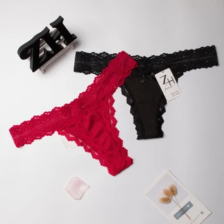 ZH.6769 กางเกงชั้นในจีสตริงผ้าร่องลูกไม้เอวต่ำ บิกินี่ลูกไม้เซ็กซี่G-String