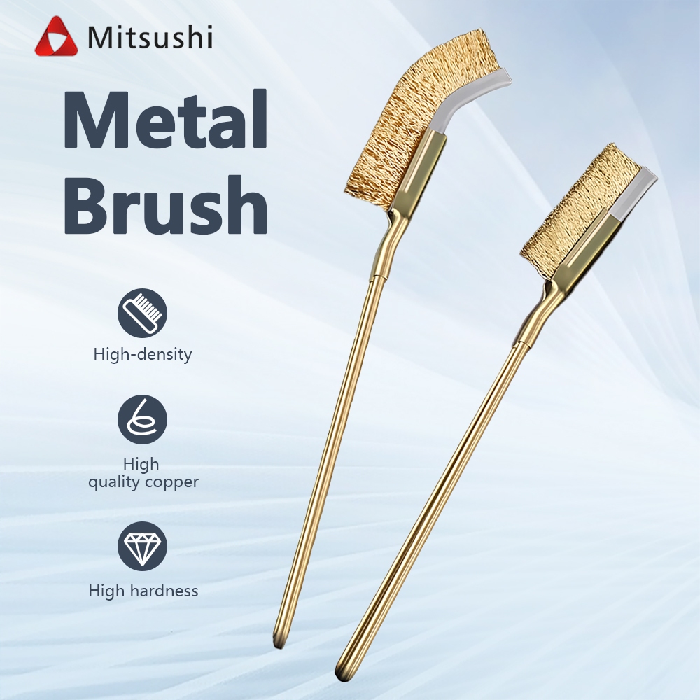 Mitsushi แปรงลวดทองเหลือง ด้ามยาว ขัดสนิม ล้างเครื่อง ขัดซอกมุม ขัดเหล็ก ใช้ล้างเครื่อง ขัดซอกมุม ที่แคบ