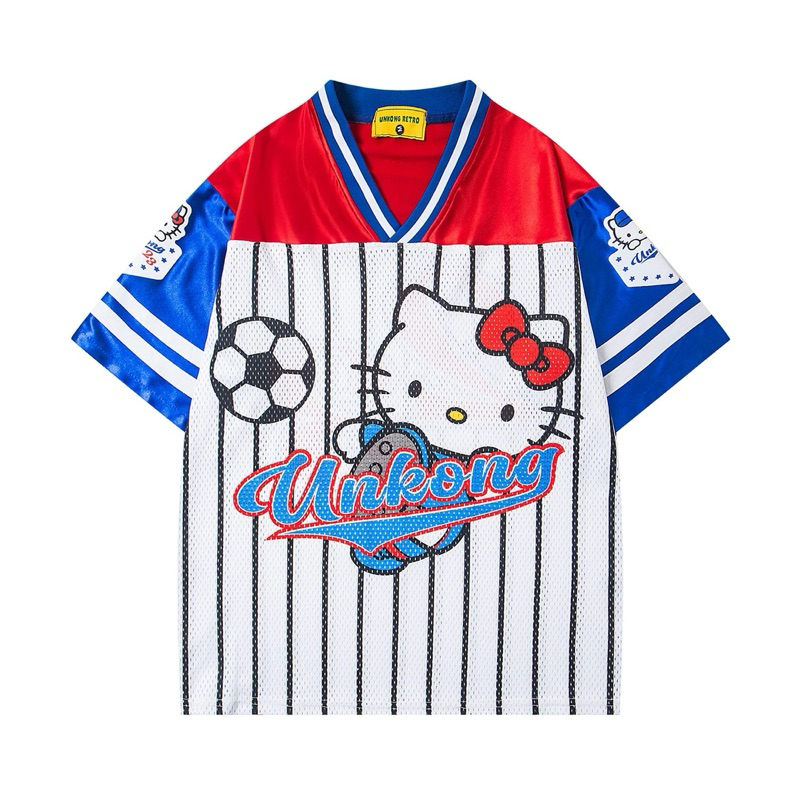 เสื้อบอลคอวี Hello Kitty oversize ผ้าดีมาก ๆ สบายผิว คัตติ้งเนี๊ยบ ทรงสวย ใส่แล้วดูผอม ตรงปก