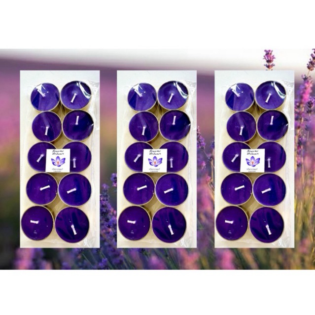 เทียนหอมกลิ่นลาเวนเด้อร์ Lavender Candle เทียนทีไลท์กลิ่นลาเวนเด้อร์ ราคาต่อ 1 แพค