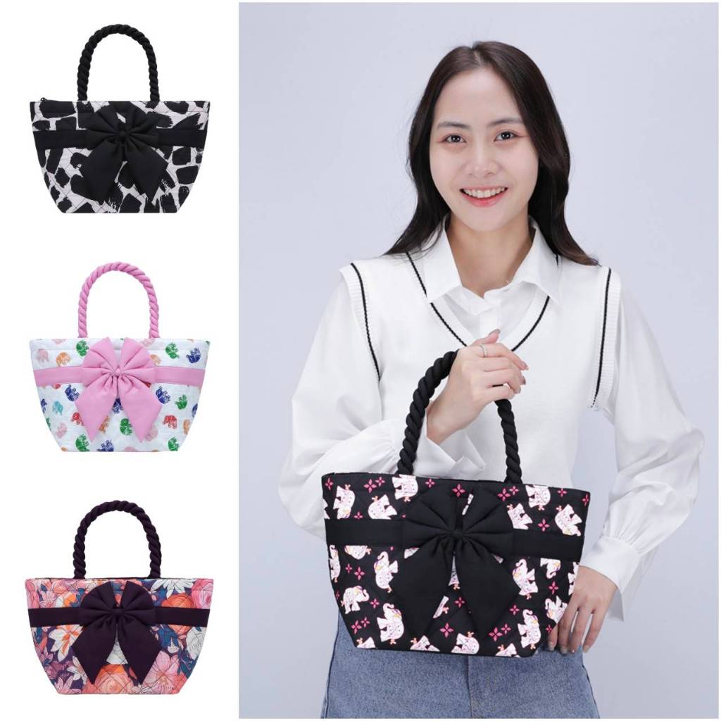 NaRaYa Size S กระเป๋าถือนารายาหูเกลียว ติดโบว์