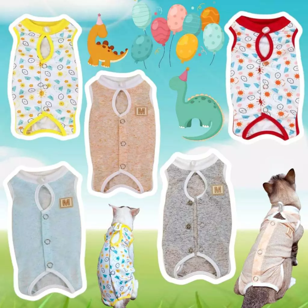 (HP09)เสื้อทำหมัน+กันเลียแบบกระดุม(พร้อมส่งจากไทย!)สำหรับสัตว์เลี้ยง อ่านsizeก่อนสั่ง!