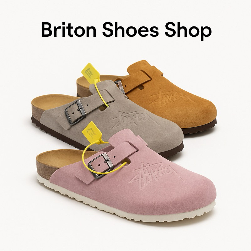 SALE 30%🔥 รองเท้าแตะ Biřkènstock Boston Clog Stussy Bone
