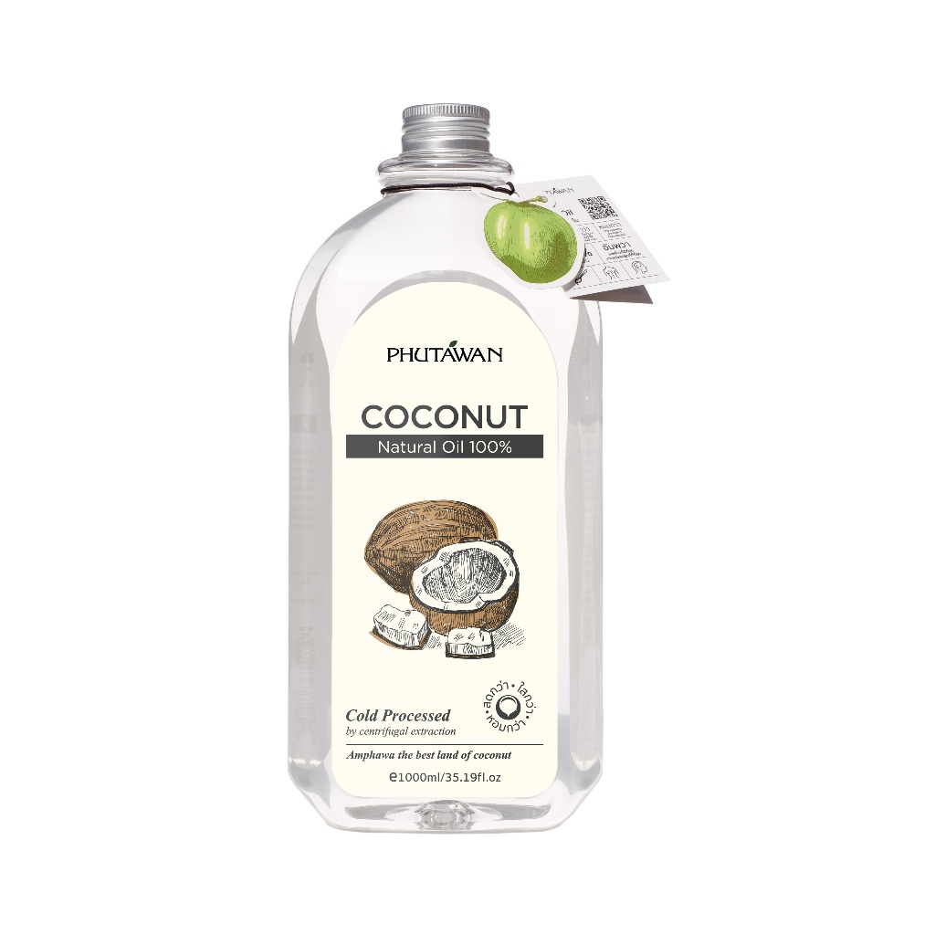 phutawan ภูตะวัน coconut Oil 100% น้ำมันมะพร้าวสกัดเย็น 1000 ml