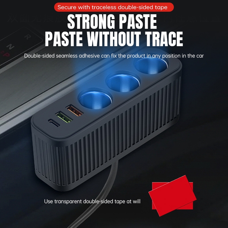 ที่ชาร์จเร็วในรถ กระทัดรัด USB-C 20W 128W พลังงานสูง 12V/24V พร้อมซ็อกเก็ต 3 ช่อง อะแดปเตอร์จุดบุหรี่ ราคา ถูกที่สุด ดีลบีเคเค แกลเลอรีภาพที่ 3