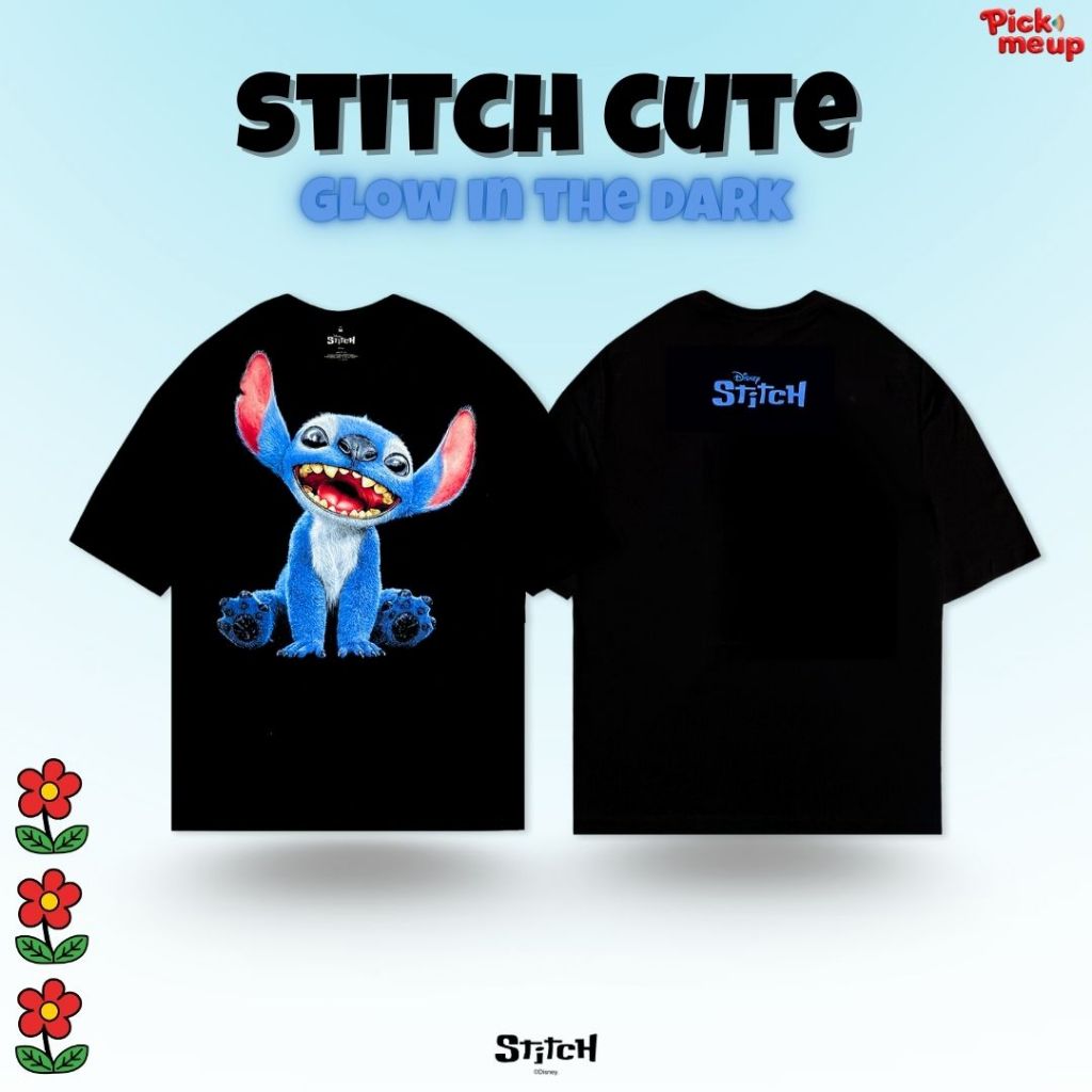 PickMeUp เสื้อยืดพิมพ์ลาย STITCH CUTE GLOW IN THE DARK ลิขสิทธิ์ Disney