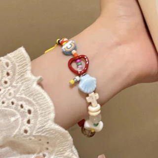 สร้อยข้อมือ เชือกลูกปัด จี้รูปดาว🌟 เชอร์รี่ หลากสี dopamine🌈 สีสันสดใส ส่งเร็ว