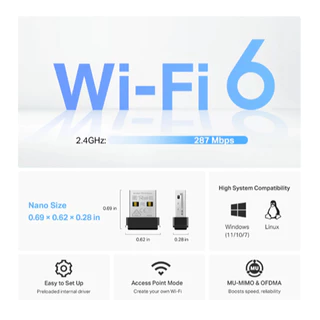 TP-Link Archer TX1U Nano อแด็ปเตอร์ยูเอสบีไวไฟ 6 AX300 Nano Wi-Fi 6 Wireless USB Adapter รับประกัน Limited Lifetime