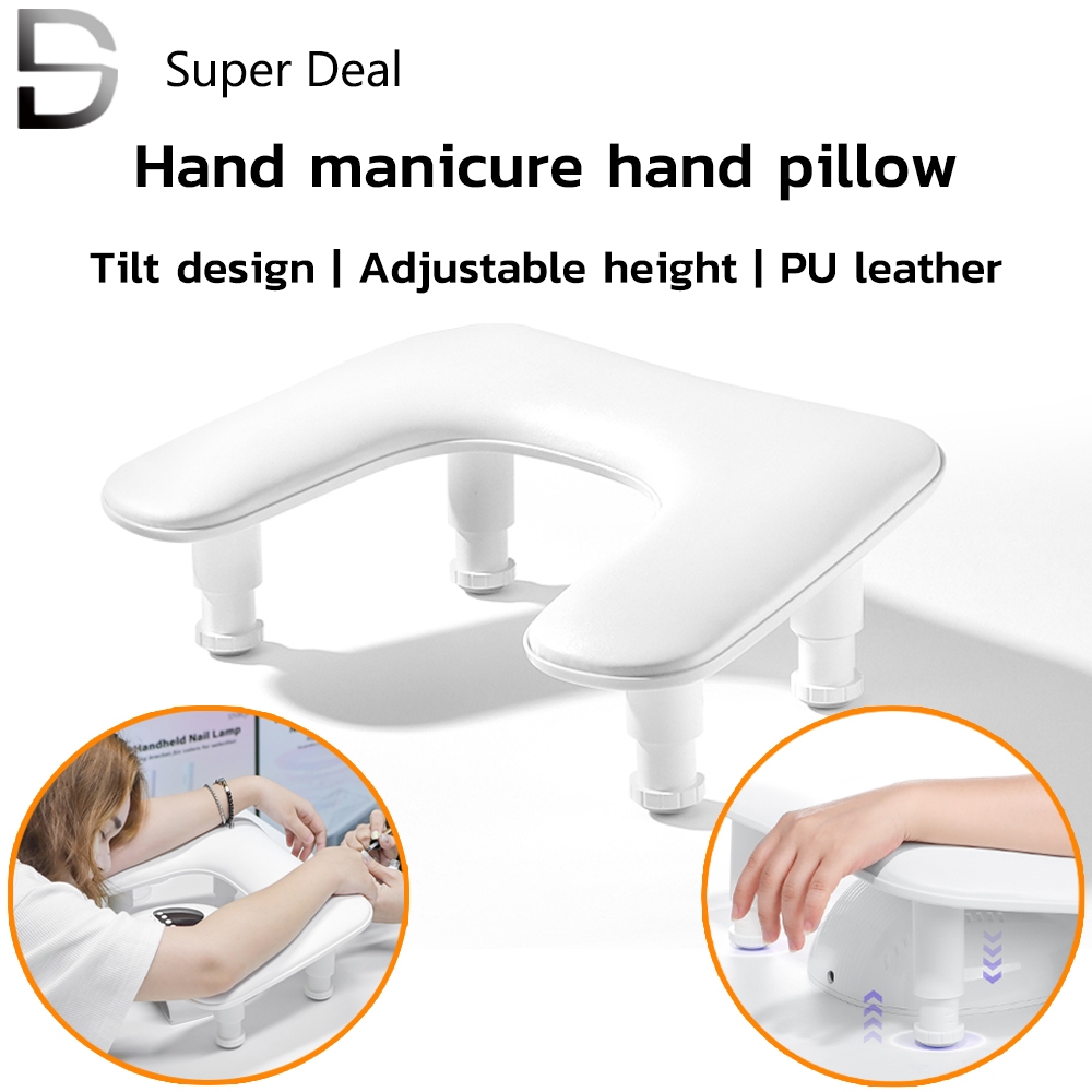 หมอนทำเล็บ U2 ขาตั้งที่ถอดออกได้ ยกได้ ปรับความสูงได้ การออกแบบเอียง พื้นผิวหนัง PU หมอนมือที่สะดวกสบายและมัลติฟังก์ชั่น