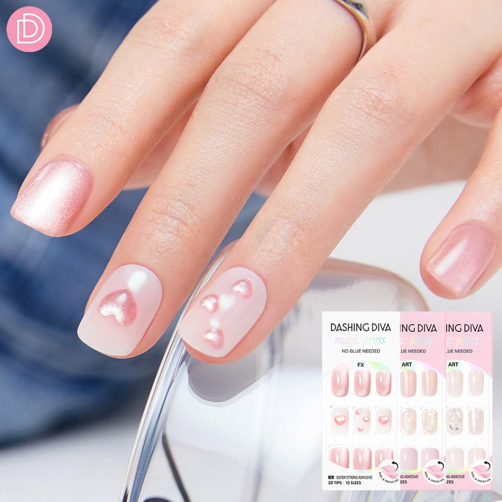 Dashing Diva เล็บปลอม เล็บลูกแก้ว ทรงปลายโค้งมน รุ่น MDA5P012RG-MDF5P005RG จำนวน 1 กล่องมี 30 เล็บ